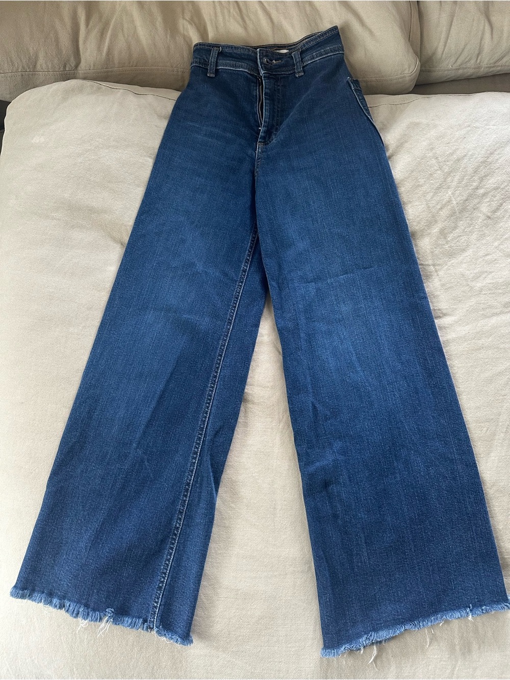 Zara Size 0 Wide Leg Dark Blue Denim Jeans